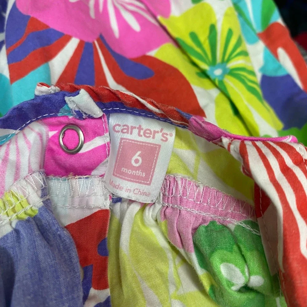 Carter's Tropical‎ Floral Romper Colorful Sleeveless Summer Outfit 6 Months